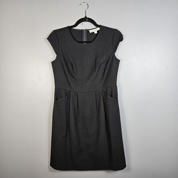 Ann Taylor Loft Petite 4P Cap Sleeve Sheath Black Dress Pockets LBD Classic - Picture 1 of 5